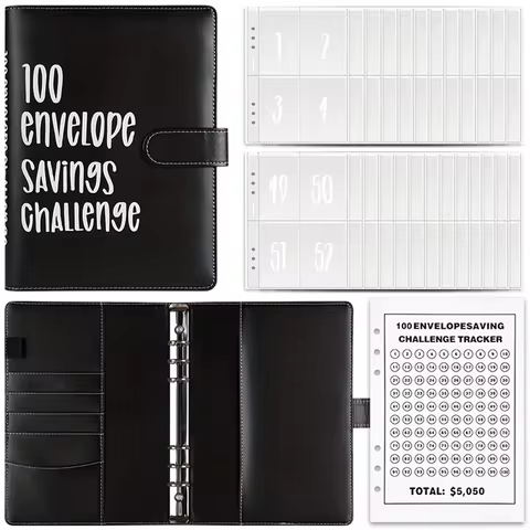 100 Envelope Challenge Binder Save Savings Challenges Loose-Leaf Binder Budget Binder With Cash Enve