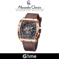 [Official Warranty] Alexandre Christie 6411MCLBRBA Leather Strap 45mm Men Watch Water Resistant Chro