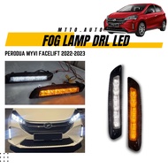 MTTO Perodua Myvi Facelift 2022-2023 Exterior Car Front Bumper DRL Led Fog Lamp Accessories