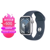 Apple Watch Series 9 智能手表45毫米银色铝金属表壳 风暴蓝色运动型表带S/M【GPS款】MR9D3CH/A