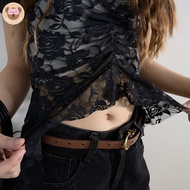 Trim Lace Top เสื้อปาดไหล่กรุยกราย ผ้าลูกไม้ ดีเทลเเต่งย่นด้านหน้า สามารถใส่เป็นปาดไหล่ข้างเดียวได้