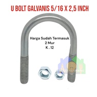 UBOLT GALVANIS 5/16 X 25 INCH KLEM PIPA 2 1/2" Outdoor & Garden Gardening Gardening Tools