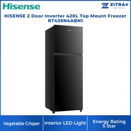Hisense 420L 2 Door Inverter Fridge RT439N4ABN1 Top Mount Freezer Refrigerator Peti Sejuk