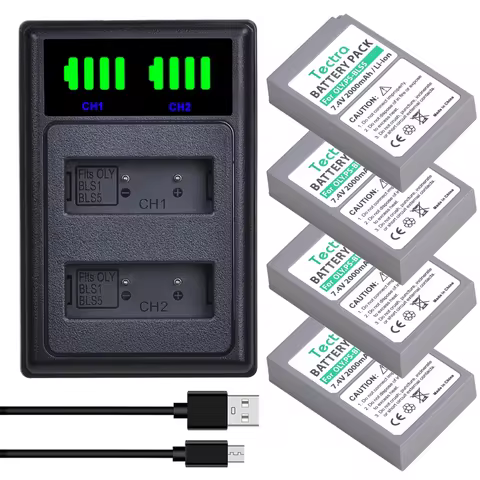 BLS-50 PS-BLS5 Battery&Dual Charger for Olympus OM-5,OM-D E-M5 III,E-M10,E-M10 III,E-M10 IV,E-PL8,E-