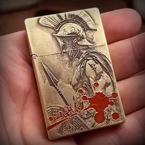 Exquisite Carving Warrior Fuel Oil lighter Heavy Bronze Trench Kerosen Lighter Vintage Armor Classic