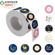 QINSHOP Ramadan Kareem Paper Sticker, Paper Good Adhesion EID Mubarak Sticker, Practical Party Decoration DIY Birthday Gift Packaging Seal Sticker