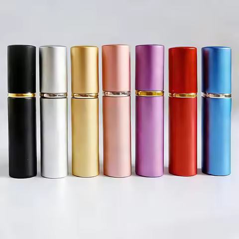 7PCS 5ML Aluminum Refillable Perfume Bottle With Atomizer Portable Empty Parfume Case Container Spra