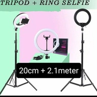 20cm Ring Light /Lampu Vlog Studio Tiktok with Tripod 2.1 Meter