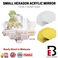 1 pc Hexagon Acrylic Mirror Wall Sticker DIY Wall Art Mosaic Tiles Mirrored Wall Sticker for Bedroom Living Room 六角小镜片