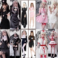 Preferred👻 Halloween Sexy Adult Clothes Nurse Clothes Cute Nurse Clothes Dark Gothic Style Nun Slit 