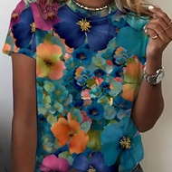 TEMU - Ai Graphic Printed T-shirt, Short-sleeved Round Neck Casual Top, Suitable For Spring And Summ