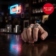 6 Piece Hip Hop Poker Rings Set - Gothic Skull Claw 8 Ball Statement Accessories for Men and Women