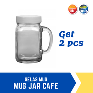 2 Pcs Gelas Kaca Unik Cafe Drink Jar Harvest Kedaung Model Toples Ukuran 450ml Besar Jumbo Cantik Ae