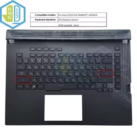New RU GR CS RGB Pre-key backlit laptop keyboard Topcase Palmrest For Asus ROG Strix SCAR 15 G532LWS