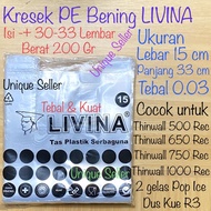 Kresek Bening PE Uk 15 20 25 30 35 LIVINA / Kantong Plastik Bening PE 15 20 25 30 35 merk LIVINA / Kantong Kresek Bening 15x33 20x40 25x48 30x57 35x63