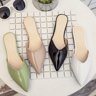 【cw】 Slippers Fashion Pointed Flat Shoes 2021 Color Simplicity  on Leisure Ladies External Wear