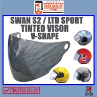 LTD SPORTS HELMET VISOR TINTED / V-SHAPE VISOR / FOR HELMET SWAN S2 / INDEX / X-DOT / VISOR TINTED