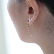 鋯石掛鍊型耳環 │紅寶石 天河石 珍珠 天然石