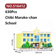 ✨School Chibi Maruko-chan Building Blocks 630 Pcs Wekki Architecture Bricks Toy Set Assembly Model