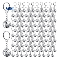 96Pcs Mini Disco Ball Keychains Disco Ball Favors Mirror 70s 80s 90s Disco Keychain Bulk Silver Disc