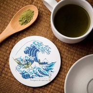 貓的浮世繪-神奈川衝浪裡的貓陶瓷吸水杯墊