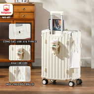 Vali Du Lịch Khung Nhôm Khóa Sập Cao Cấp 607 Chính hãng Kingsun Size 20/24 Bảo Hành 5 Năm