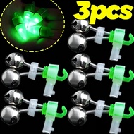 3Pcs Highly Sensitive Double Bells Fish Bites Indicators Snap-On Night Fishing Bite Alarms with LED 