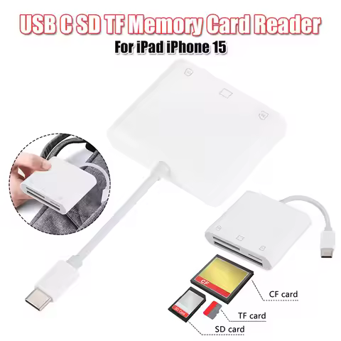 3 in 1 Type C To CF/SD/TF Card Adapter Memory Card Reader CF SD TF Compact Camera Card Reader for iP