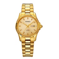 นาฬิกาข้อมือผู้หญิง Ruiqin Pure 18K Gold Color Automatic Mechanical Dual Calendar Night Light Waterp