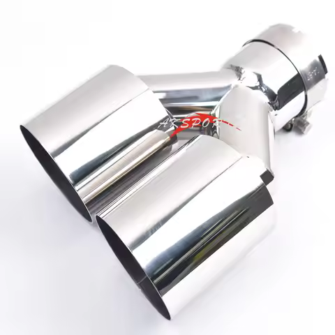 Universal Dual Layer Exhaut Pipe Slashed Oulet Edge Double Shinny Stainless Steel Car Muffler Tip