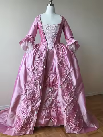 Women's Rococo Marie Antoinette Pink Gown Dress 1700s Royal Court Belle Marie Antoinette robe la fra