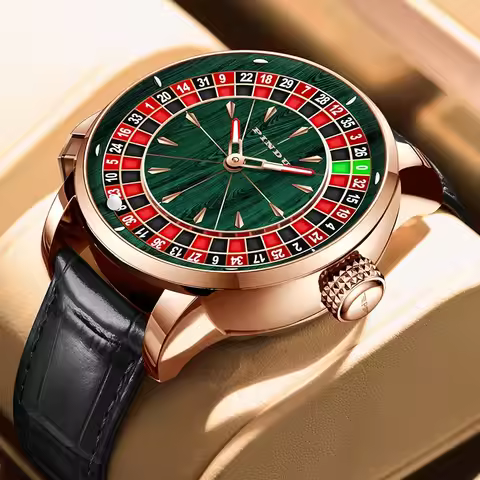 PINDU New Watches European Button Roulette Fun Game Sapphire Glass NH35A Mechanical Watch Diamond Di