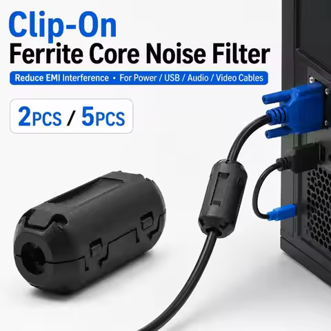 5mm Ferrite Core Cable Clip EMI RFI Noise Suppressor Snap-On Filter Ring for Power Cord USB Audio Vi