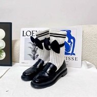 Chanel/香奈兒 黑色蝴蝶結連襪樂福鞋jennie同款 36碼