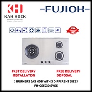 FUJIOH FH-GS5030 SVSS GAS HOB WITH 3 DIFFERENT BURNER SIZE - 1 YEAR LOCAL WARRANTY