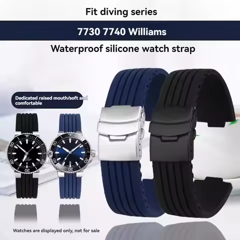 For Oris Aquis 7330 7740 striped rubber silicone watch band sports waterproof bracelet 22x11mm 24x12
