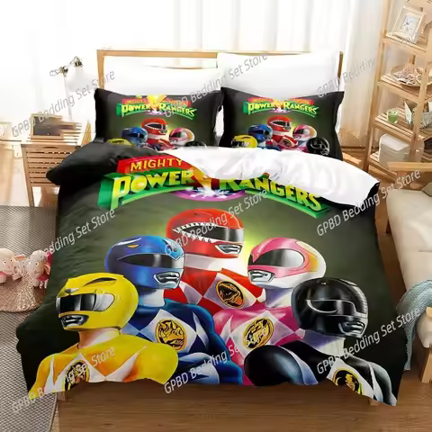 3D Print Mighty Morphin Bedding Set,Duvet Cover Comforter Bed Set Quilt Cover Pillowcase,King Queen 