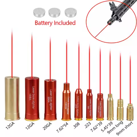 Tactical Laser Bore Sight 9mm Cleaner Bullet Boresighter .177 22LR 12GA 20GA .223 .308 5.45x39 7.62x