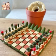 3D Printed 32PCS Cactus Chess Board Set,Cactichess Roll up Cactus Chess Set