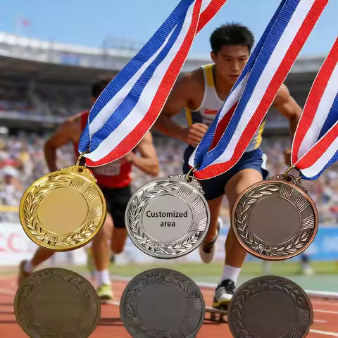 Personalized Custom Pendant Aluminum Sheet Gold Medal Marathon Metal Paint Competition Medal Sports 