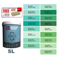 📌 (NO EXCHANGED / REVERSED) (1598-1651) 5L Nippon Paint Exterior Q-Shield Extra Delightful Greens & 