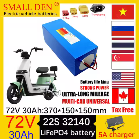 New 72V 30Ah LiFePO4 battery pack 32140 built-in BMS 0-3600W motor high-power power tool rechargeabl