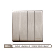 Switch Meval 4 Gang 1 Way Switch Gold Hairline - SS2-G41
