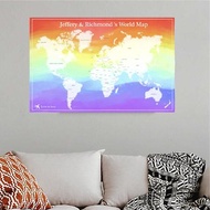 【情侶禮物】彩虹個人化藝術掛布-世界地圖(Rainbow款)-生日禮