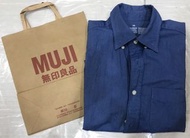 MUJI無印良品男版短袖襯衫XS（藍色）