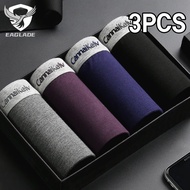 EAGLADE 3PCS Boxer Brief for Mens Underwear Man Stretchable Breathable 809 in Black H08