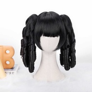 Wig Retro Roman Curly Miss Lolita Lolita Double Ponytail Black Wig Set COSPLAY