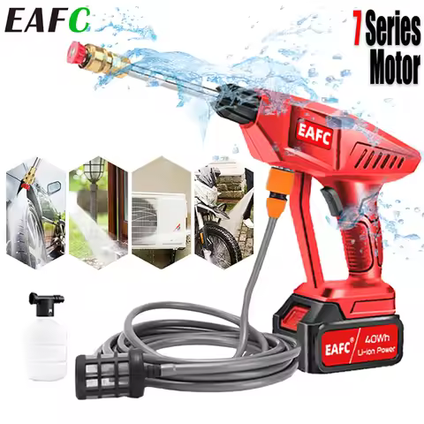 EAFC 21V Cordless High Pressure Car Washer Spray Water Gun 755 Motor Foam Generator Washing Machine 