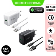 Robot RT-A18C 18W 3A Adapter Charger QC3.0 + USB-C Data Cable Combo Fast Charging (New Model RT-F1 R