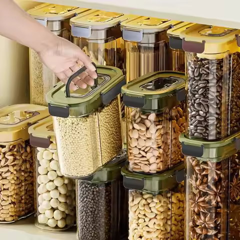 Plastic Transparent Food Sealed Jars Five Grains 2L/3L/4L Fresh Keeper Bin Jar Reusable Rice/Coffee 